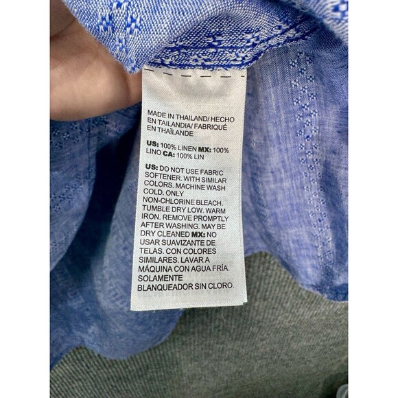 Chicos No Iron Linen Top Womens 2.5/Large Blue Button Front Tunic Half Sleeve - Picture 6 of 12